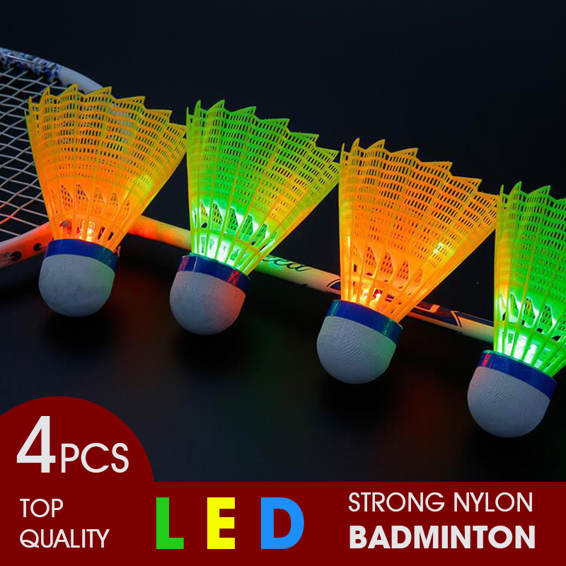 WELKIN 4pcs Dark Night LED Glo - Badminton Nylon Shuttlecock avaliação e preço